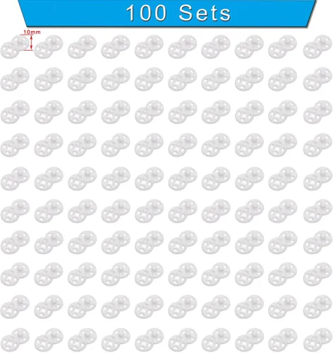 Miniatura 3 de Betoplin 100 juegos de botones de plástico para coser a presión para manualidades de ropa (0.394 in/0.4 pulgadas)