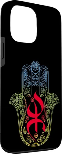 Miniatura 3 de Funda para iPhone 13 Pro Max Khamsa Amazigh Berber con símbolo de Yaz con colores vibrantes de la bandera