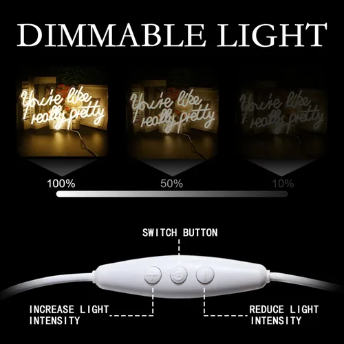 Miniatura 3 de Lucunstar Letrero de neón «You're Like Really Pretty» en color blanco cálido, luz LED de neón para decoración de pared, letrero iluminado para boda