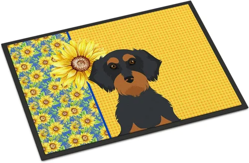 Miniatura 78 de Caroline's Treasures WDK5313MAT Airedale Terrier - Tapete para puerta delantera de 18 x 27 pulgadas, diseño de girasoles de verano, para entrada