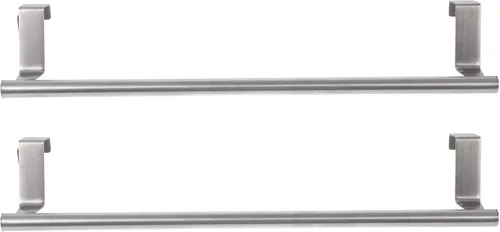 Toallero de acero inoxidable para colocar sobre la puerta, 2 piezas, soporte para toallas de baño, utensilios de cocina y más, resistente al óxido y