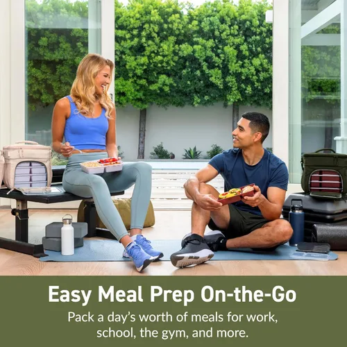 Miniatura 4 de Bentgo Prep Deluxe Bolsa Aislada Multicomida - Bolsa para lonchera, con capacidad para 5 comidas, aislamiento premium hasta 8 horas, duradera, Verde