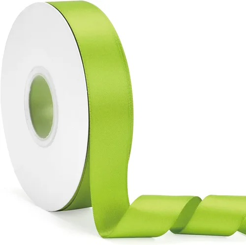 Miniatura 86 de Cinta de satén de doble cara verde manzana de 1-1/2 pulgadas x 50 yardas, cinta de color sólido de alta densidad, ideal para manualidades, envoltura