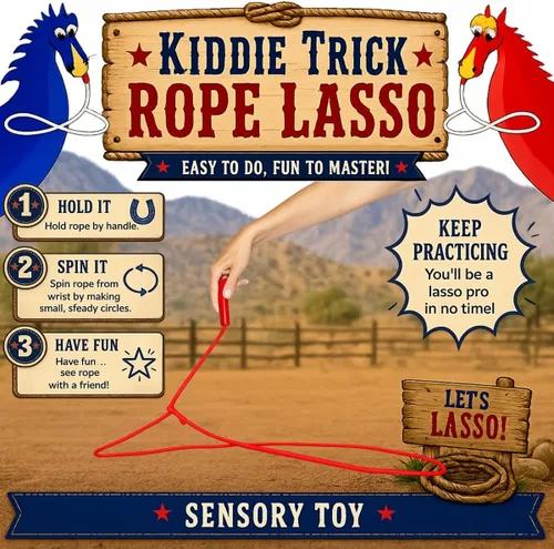 Miniatura 7 de Accesorios de escenario occidental para niños, lazo de cuerda de truco de vaquero pre-atado para niños Edades 4-10 Blanco clásico