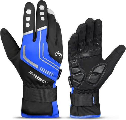 INBIKE Guantes de ciclismo para hombres invierno a prueba de viento reflexivo almohadillas de gel térmico pantalla táctil