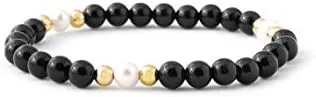 Miniatura 2 de AAA++ Pulsera de perlas de ónix de calidad rara/Pulsera de ónix negro y perlas de agua dulce/Pulsera de ónix negro/Pulsera de perlas negras/Joyas