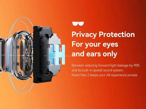 Miniatura 5 de Rokid Lentes AR negros Max2, pantalla micro-OLED de 215 pulgadas, FOV de 50°, brillo de 600 liendes, compatibles con teléfonos inteligentes
