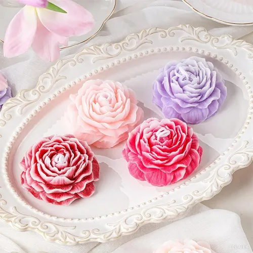 Miniatura 4 de Moldes de silicona para 7 cavidades, moldes para velas de flores de rosas, molde de fondant de peonía para gelatina, chocolate, mousse, decoración