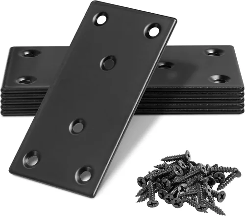 Miniatura 8 de Soporte plano de 1.575 x 0.630 x 0.079 in, soporte recto de acero inoxidable, soporte recto de metal, soporte recto negro, placa de unión