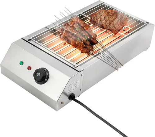 Miniatura 2 de Parrilla eléctrica, parrilla eléctrica comercial para interiores con control de temperatura a 572 °F, parrilla extraíble y placas de plancha