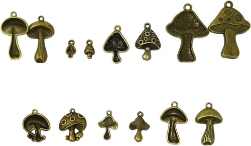 Miniatura 3 de Honbay 42 dijes de aleación de hongos, bonitos hallazgos de joyería para aretes, collares, pulseras, llaveros y manualidades (7 estilos), aleación
