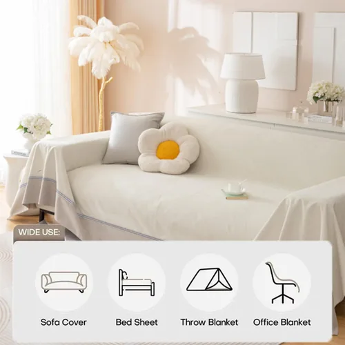 Miniatura 5 de Funda de sofá impermeable para mascotas, funda de sofá beige y blanca para sofá seccional, fundas de sofá de estilo simple para sofá de 3 cojines