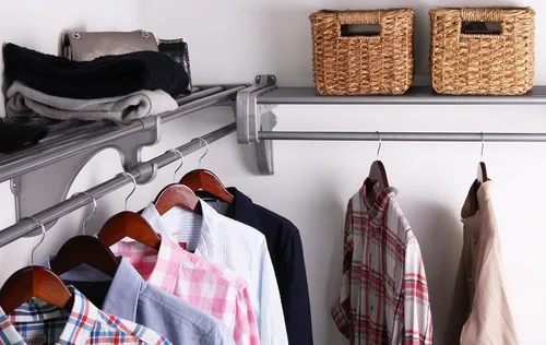 Miniatura 12 de EZ Shelf - Organizador de armario para caminar, paquete de 5, estantes de armario con barra para colgar (cada uno de 40.5 a 73 pulgadas) - Ampliable