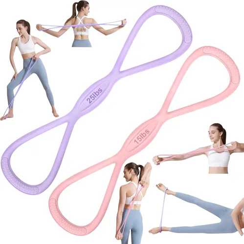 Banda de Resistencia Figura 8: Bandas de Resistencia con Asas para Entrenar - Bandas de Resistencia en Forma de 8 para Mujeres - Bandas de Ejercicio