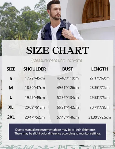 Miniatura 6 de Gihuo Chaleco ligero de golf para hombre, chaleco de pesca, safari, chaleco softshell casual sin mangas, ropa de abrigo