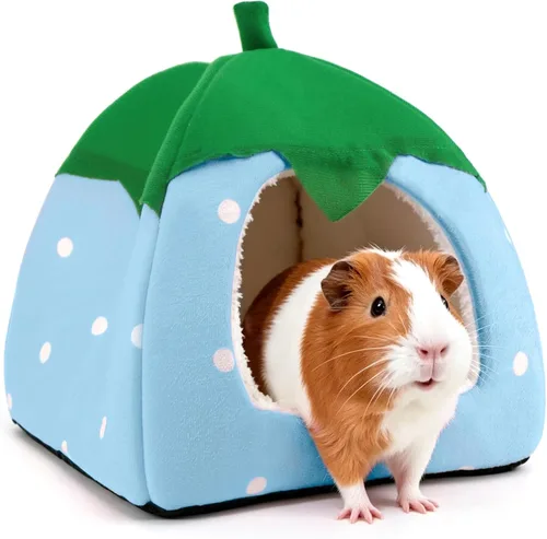 Cama de conejillo de indias, casa de conejo enano, accesorios para cueva, acogedor escondite para conejito, erizo, hurón, chinchilla y otros Rosa