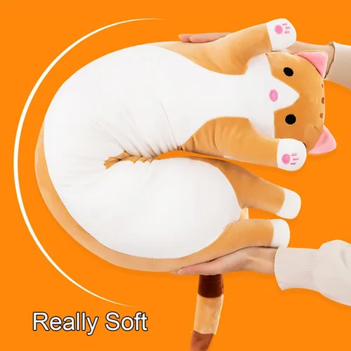 Miniatura 2 de Almohada gigante de gatos de peluche con dibujos animados y gatitos, almohada para dormir, suave y larga para el cuerpo, muñeca y gato, cojín