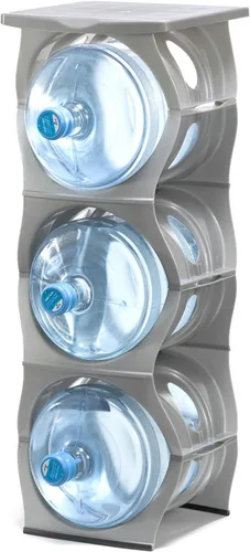 Miniatura 13 de Bariboo Estante apilable para almacenamiento de botellas de agua, organizador de 5 galones, soporte para jarra de cocina, gabinete y organización