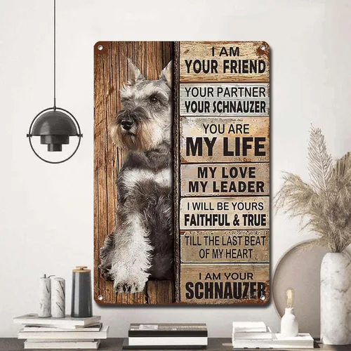 Miniatura 5 de Letrero de Metal Letrero de Hojalata Arte de Pared Vintage I Am Your Friend Regalo para Amantes de Schnauzer Arte de Pared Vintage Impresiones