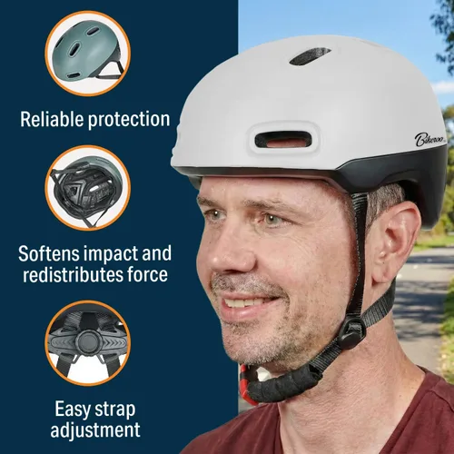 Miniatura 4 de Bikeroo Adult Multi Sport Bike Helmet with Rear Safety Light, Adjustable Head Protection All Purpose Cycling Safety Gear for Men & Women