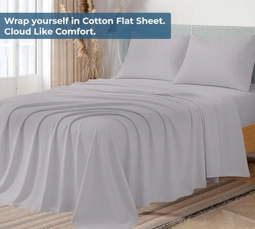 Miniatura 45 de Royale Linens Sábana encimera de tamaño individual XL 100% Algodón Orgánico – Super suave – Sábanas superiores de percal – Sábana encimera