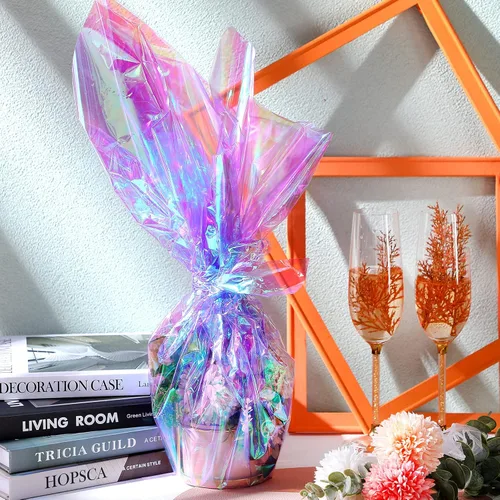Miniatura 5 de Outus Película de celofán iridiscente de celofán arcoíris, decoración de manualidades para cestas de regalo, suministros de mariposas de hadas