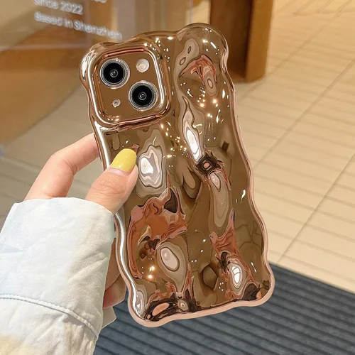 Miniatura 19 de XIZYO Funda para iPhone 13 de 6.1 pulgadas, bonito patrón de ondas, estético, 3D, rizado, ondulado, chapado en purpurina, para mujeres y niñas, Azul