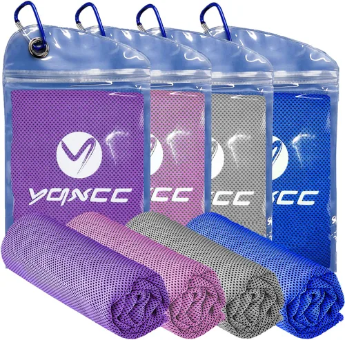 Miniatura 16 de YQXCC Toallas refrescantes Paquete de 4 unidades de 47 x 12 pulgadas Hielo fresco para cuello Microfibra suave transpirable para yoga, Gris