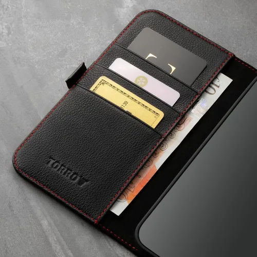 Miniatura 4 de TORRO Funda compatible con iPhone 13 Pro Max – Funda de piel premium tipo cartera con soporte y ranuras para tarjetas (negro)