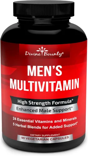 Multivitamínico diario para hombres con complejo de vitamina A C, D, E K B, calcio, magnesio, selenio, zinc más corazón, cerebro, inmune y