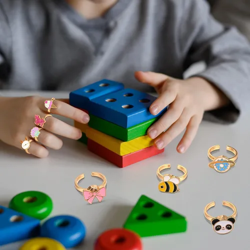 Miniatura 5 de Juego de 9 anillos giratorios giratorios para ansiedad, anillos giratorios para ansiedad, apilables, giratorios, calmantes, ajustables para mujeres