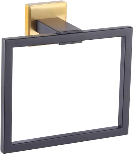 Miniatura 11 de GERZWY Moderno soporte de toalla negro SUS304 de acero inoxidable toallero anillo de toalla para baño Lavatorio montaje en pared