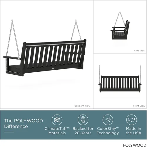 Miniatura 2 de POLYWOOD GNS60BL Vineyard - Columpio para exteriores de 60 pulgadas, color negro