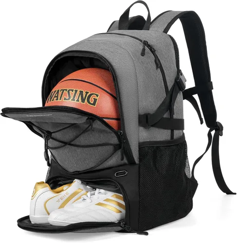 Miniatura 7 de GRANDUP - Mochila de baloncesto con compartimento para pelota y zapatos. Adecuada para voleibol, fútbol, natación, gimnasio, viajes y escuela
