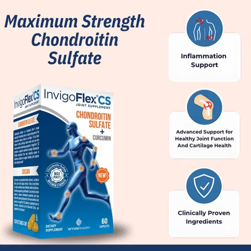 Miniatura 3 de INVIGOFLEX Sulfato de condroitina con curcumina de cúrcuma sin OMG para rodilla, mano, espalda y cadera, suplemento premium para articulaciones CS