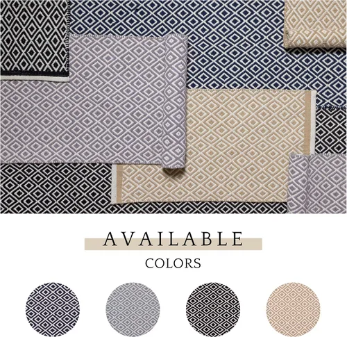 Miniatura 6 de RAJRANG Alfombra de baño de algodón tejida con patrón geométrico de diamante, alfombras reversibles, lavables a máquina, duraderas, color beige