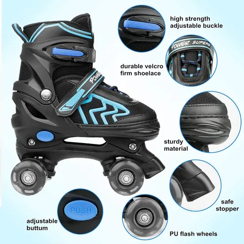 Miniatura 4 de Patines de ruedas ajustables para niños, para hombres, mujeres y niñas, con 8 ruedas de iluminación, para interiores y exteriores, patines