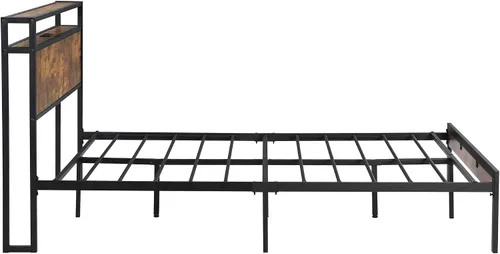 Miniatura 7 de Marco de cama de plataforma de metal resistente de 14 pulgadas con cabecero y estribo de madera, plataforma de metal, gran almacenamiento debajo