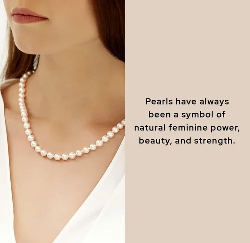 Miniatura 6 de The Pearl Source Collar de perlas reales para mujer con perlas cultivadas redondas de agua dulce blancas de calidad AAA+, hilo de perlas de 18