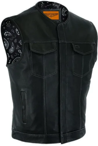 Miniatura 8 de GARGOYLE BELLS Chaleco de cuero para hombre, estilo SOA, con bolsillos para pistolas, chaleco para motociclista, para hombre