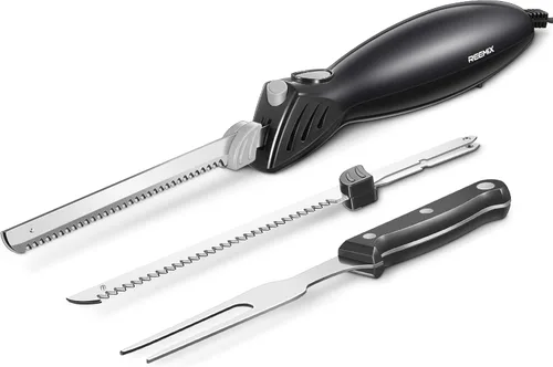 Reemix Cuchillo eléctrico, Z3042 Juego de cuchillos eléctricos para trinchar carnes, aves, pan, espuma para manualidades y más, 2 cuchillas para