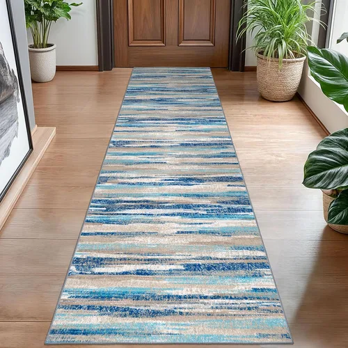 Miniatura 71 de Alfombra de pasillo moderna Lansny 2 x 6 pulgadas, alfombra de cocina lavable verde mostaza multicolor, alfombra antideslizante suave para pasillo