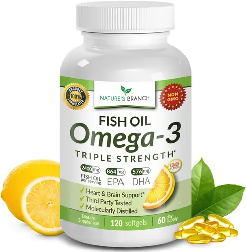 Miniatura 10 de Aceite de pescado Omega 3 de triple fuerza para la salud del corazón, el cerebro y los ojos - Aceite de pescado EPA y DHA para hombres y mujeres