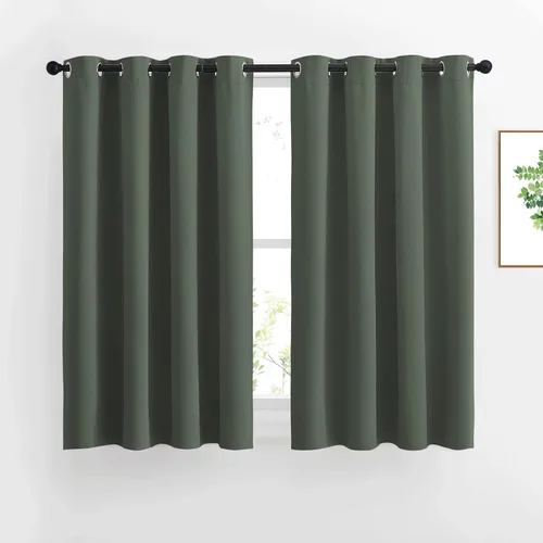 NICETOWN - Cortinas opacas de 45 pulgadas de largo para dormitorio - Tratamiento para ventana con aislamiento térmico, cortinas lisas con ojales