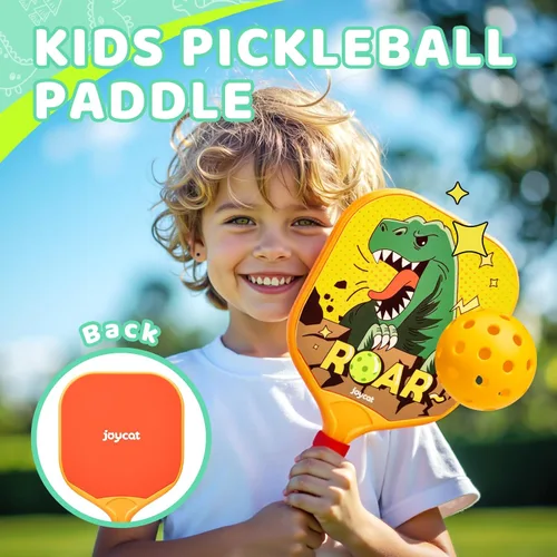 Miniatura 5 de JoyCat Juego de 2 palas de pickleball para niños, palas de pickleball ligeras de plástico con mango pequeño, 2 pelotas de pickleball, 1 bolsa