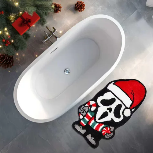 Miniatura 6 de GAGEC Alfombra de Navidad fantasma, Halloween, espeluznante, gótica, decorativa, para baño, entrada, bañera, hogar, sala de estar, tapete de baño