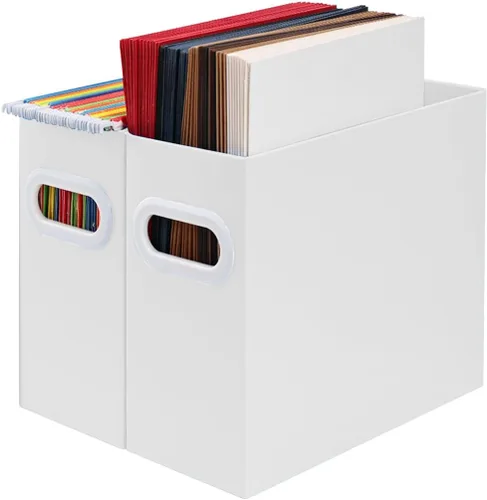 Miniatura 26 de Organizador de archivos colgante, organizador de carpetas de archivos de cartón para tamaño carta, caja de almacenamiento de documentos