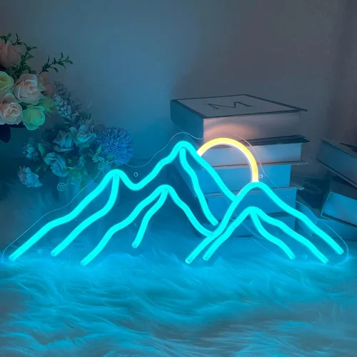 Miniatura 2 de Letrero de neón con diseño de montañas y puesta de sol, luces LED personalizadas, decoración de pared para el hogar, dormitorio, sala