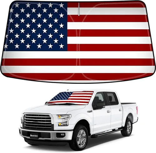 Miniatura 14 de Bestview - Parasol para parabrisas con bandera americana para Ford F-250 F-350 de 2008-2016, parasol plegable personalizado para ventana delantera