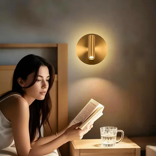 Miniatura 6 de ZEROUNO Lámpara de lectura de montaje en pared para dormitorio, lámpara de pared nocturna retroiluminada, aplique cableado con interruptor